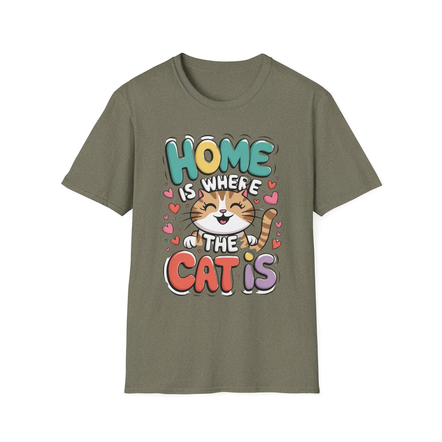 Cute Unisex Cat Lover Tee | Home Is Where The Cat Is T-Shirt Printify