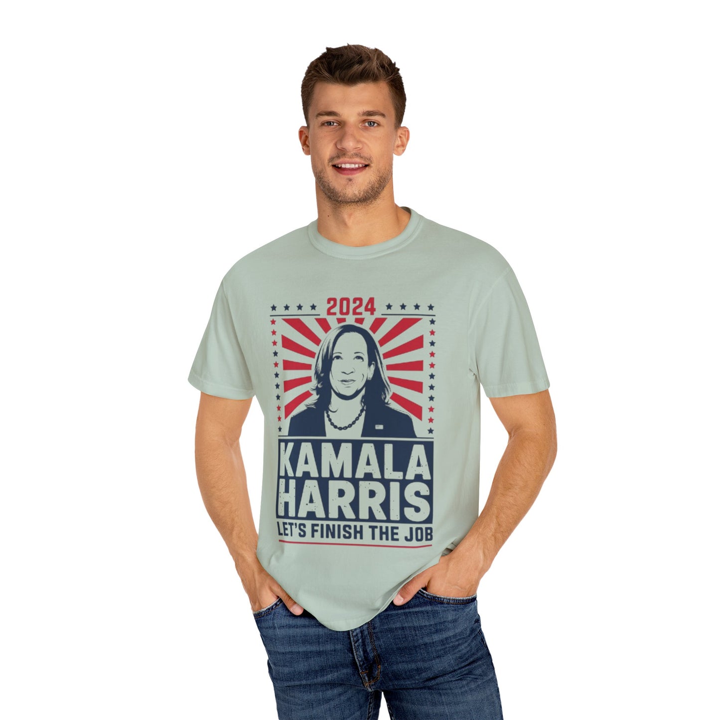 Kamala Harris 2024 Shirt 'Let's Finish the Job' Unisex T-Shirt | TeeEyes.com - TeeEyes