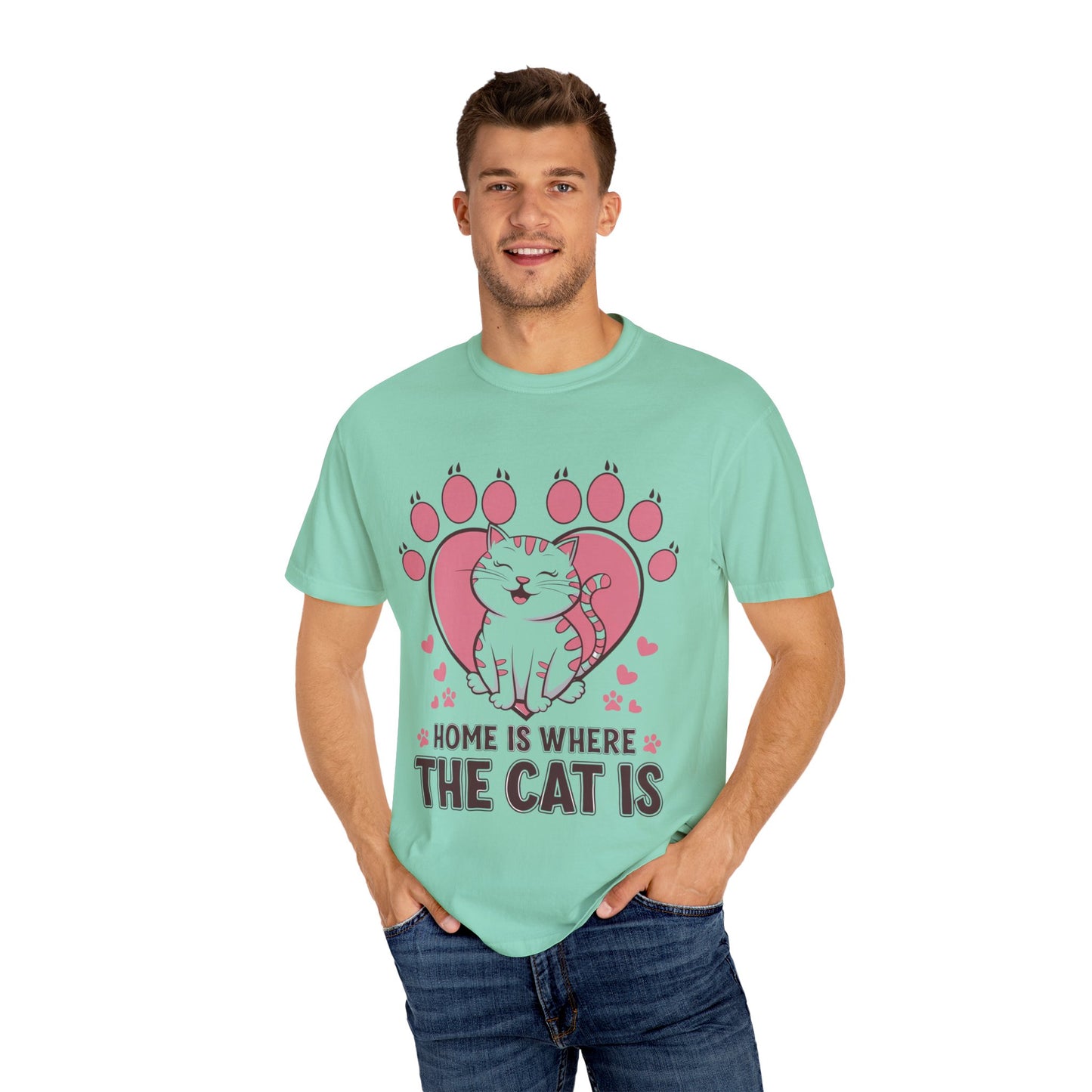 Cat Lover Unisex T-Shirt - Home is Where the Cat Is Printify