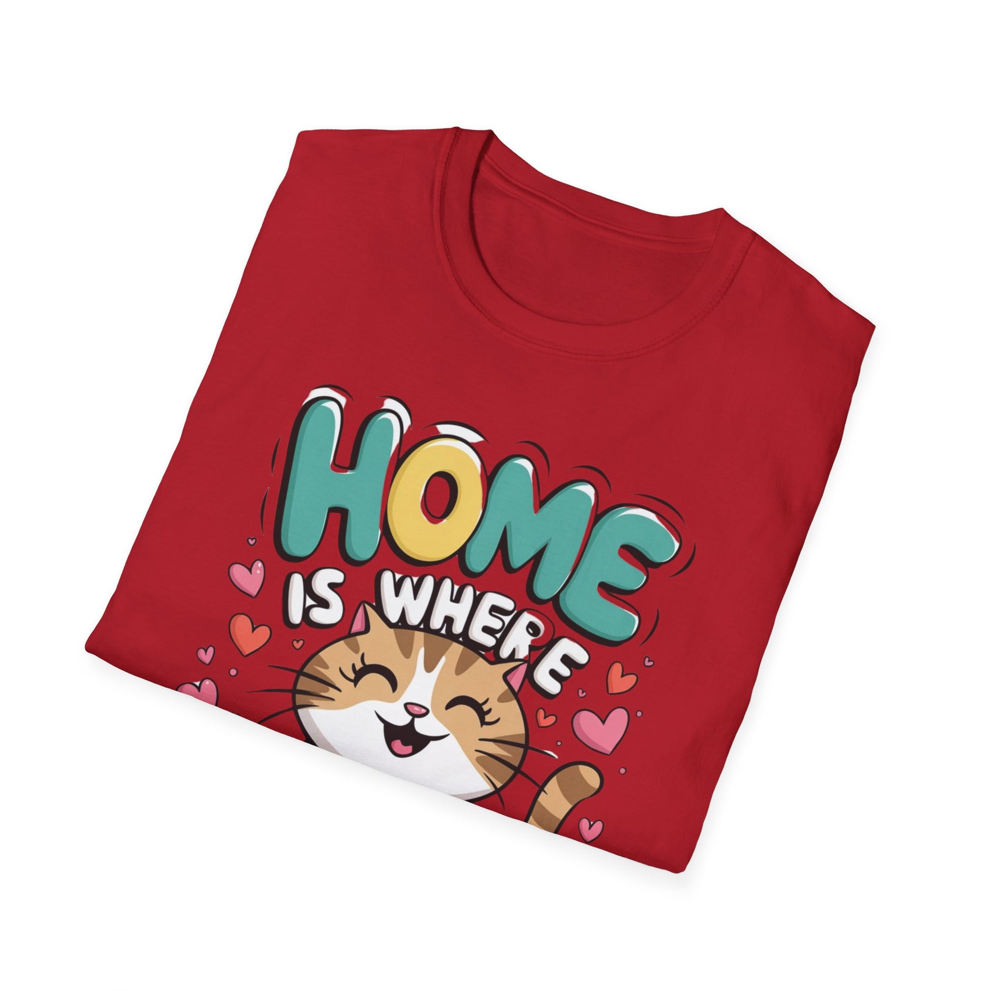 Cute Unisex Cat Lover Tee | Home Is Where The Cat Is T-Shirt Printify