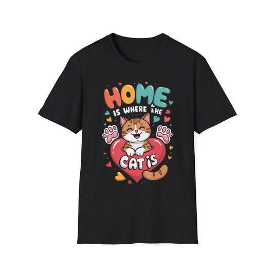 Cat Lover Unisex Soft style T-Shirt - Home is Where the Cat Is Cute Tee Printify