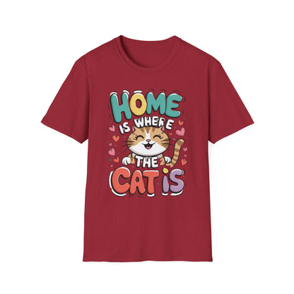 Cute Unisex Cat Lover Tee | Home Is Where The Cat Is T-Shirt Printify