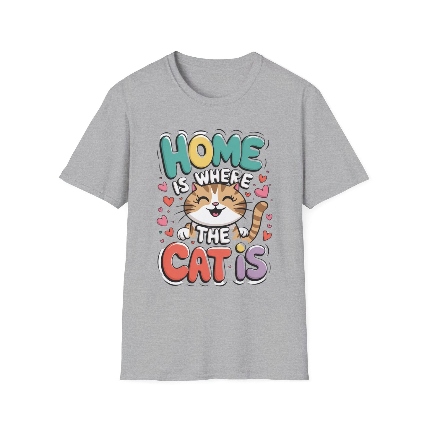 Cute Unisex Cat Lover Tee | Home Is Where The Cat Is T-Shirt Printify