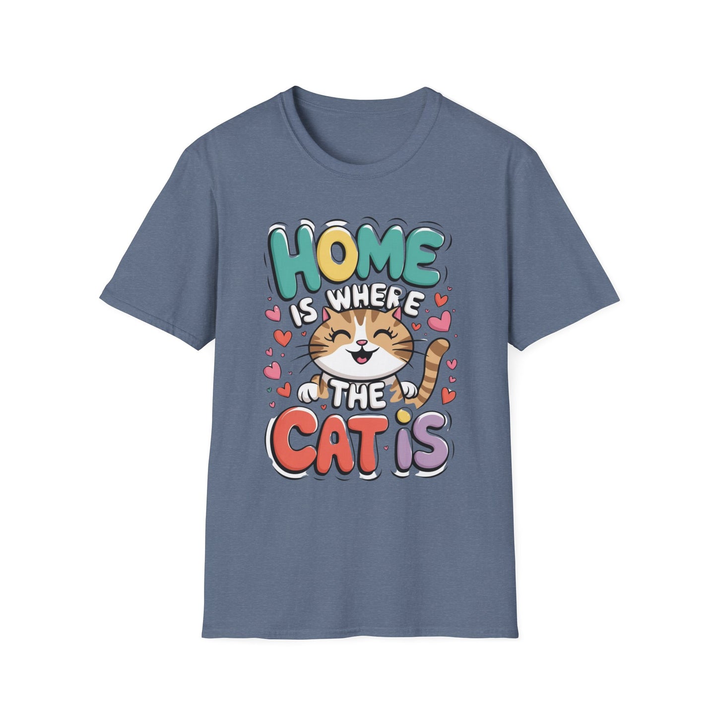 Cute Unisex Cat Lover Tee | Home Is Where The Cat Is T-Shirt Printify