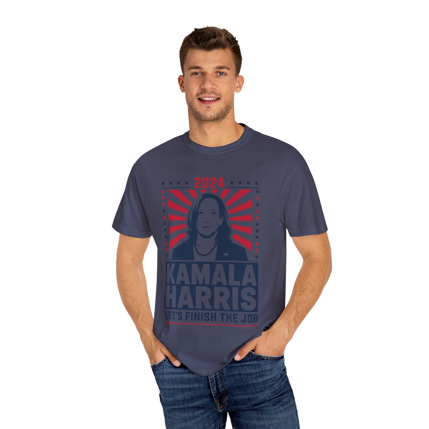 Kamala Harris 2024 Shirt 'Let's Finish the Job' Unisex T-Shirt | TeeEyes.com - TeeEyes