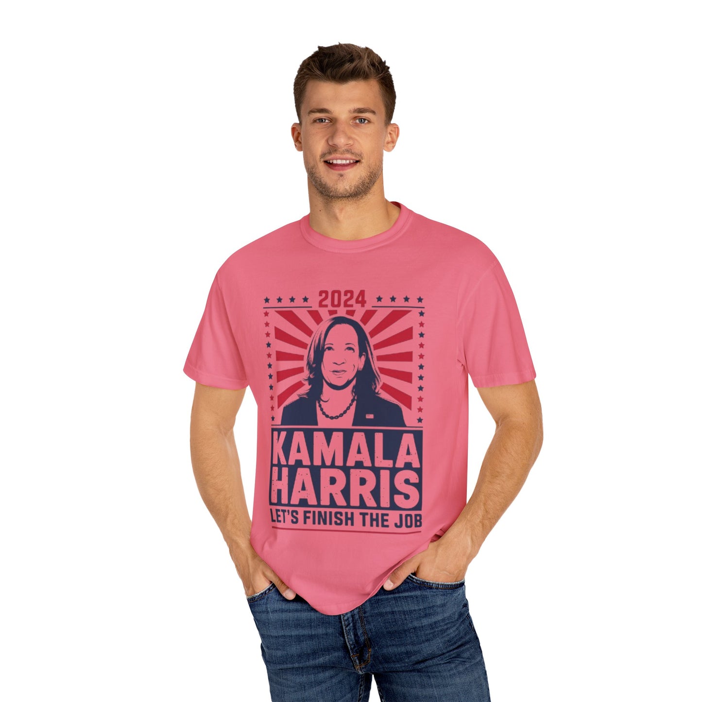 Kamala Harris 2024 Shirt 'Let's Finish the Job' Unisex T-Shirt | TeeEyes.com - TeeEyes