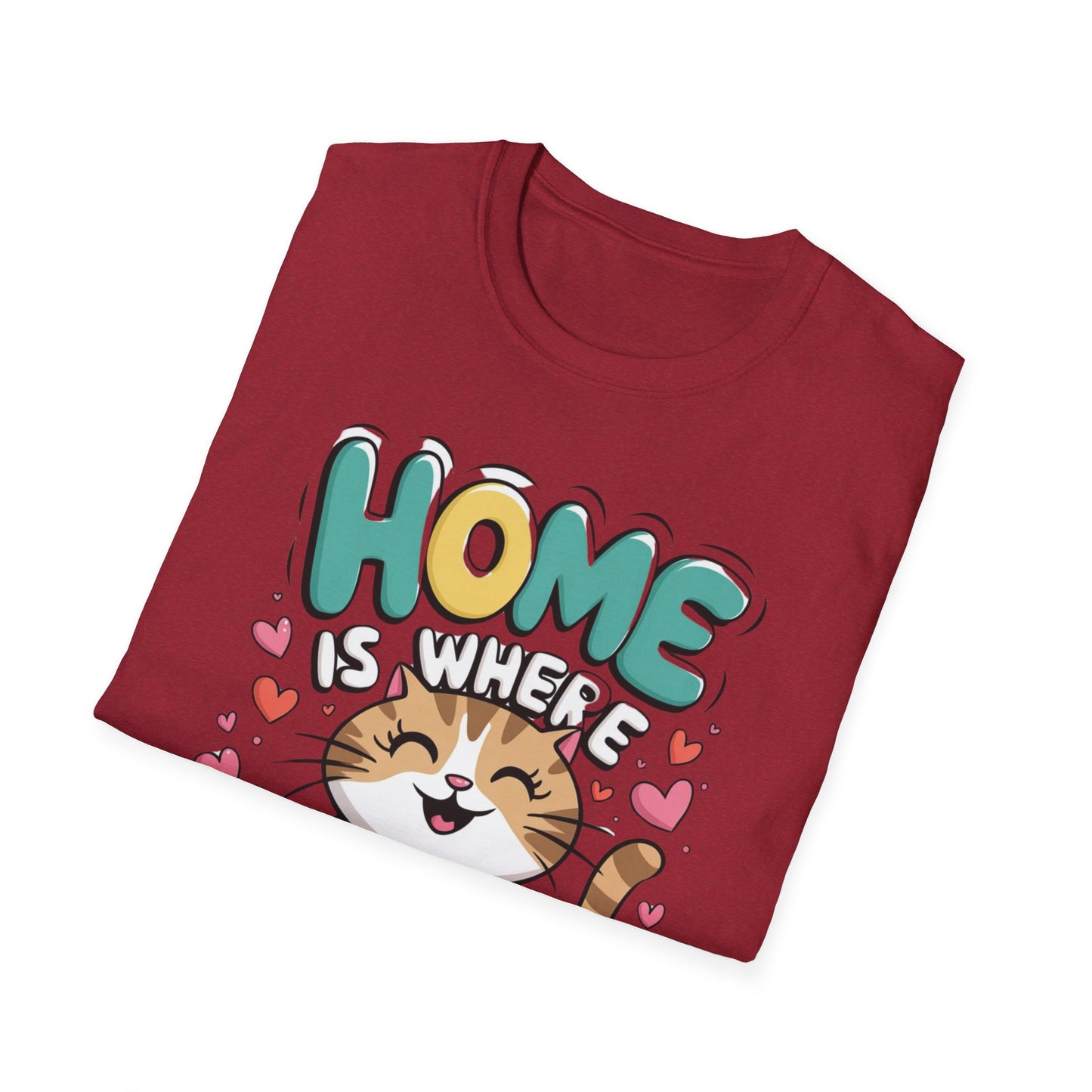 Cute Unisex Cat Lover Tee | Home Is Where The Cat Is T-Shirt Printify