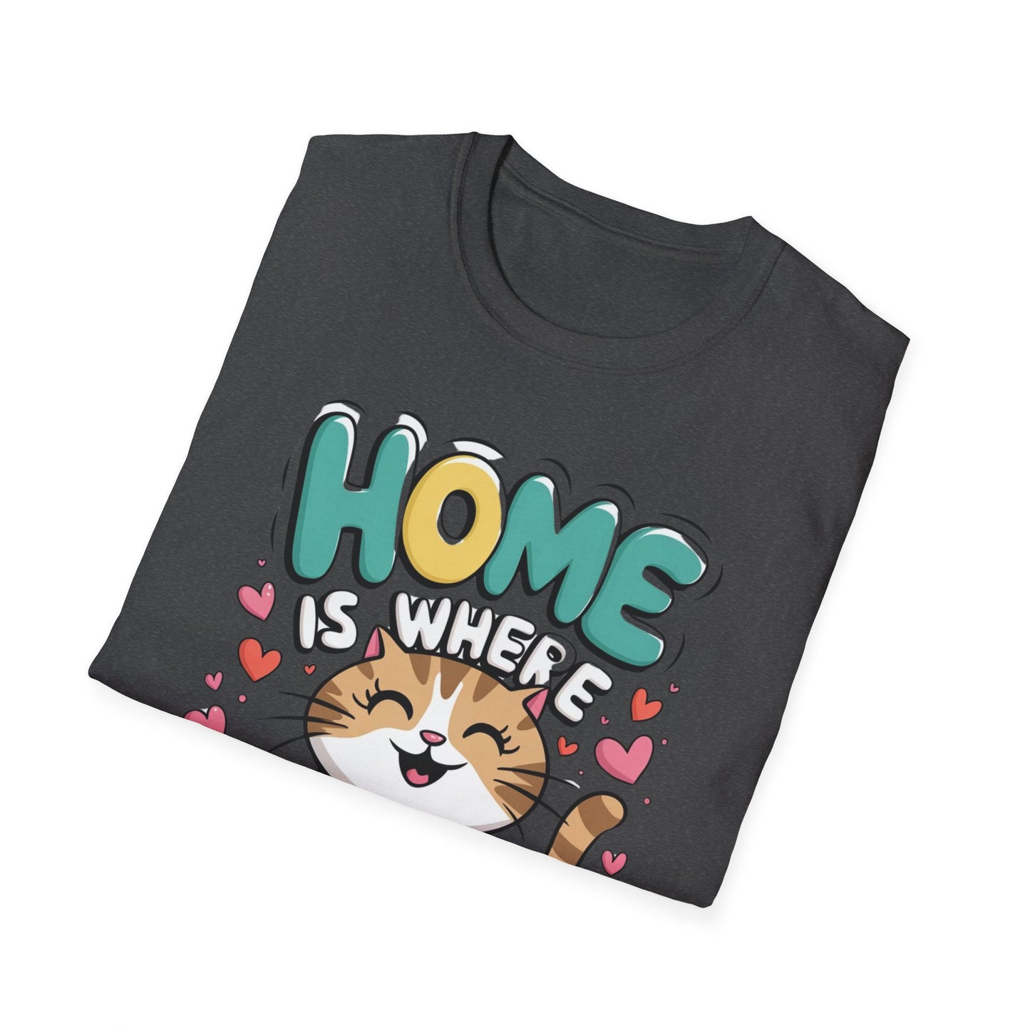 Cute Unisex Cat Lover Tee | Home Is Where The Cat Is T-Shirt Printify