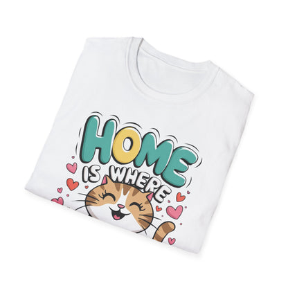 Cute Unisex Cat Lover Tee | Home Is Where The Cat Is T-Shirt Printify