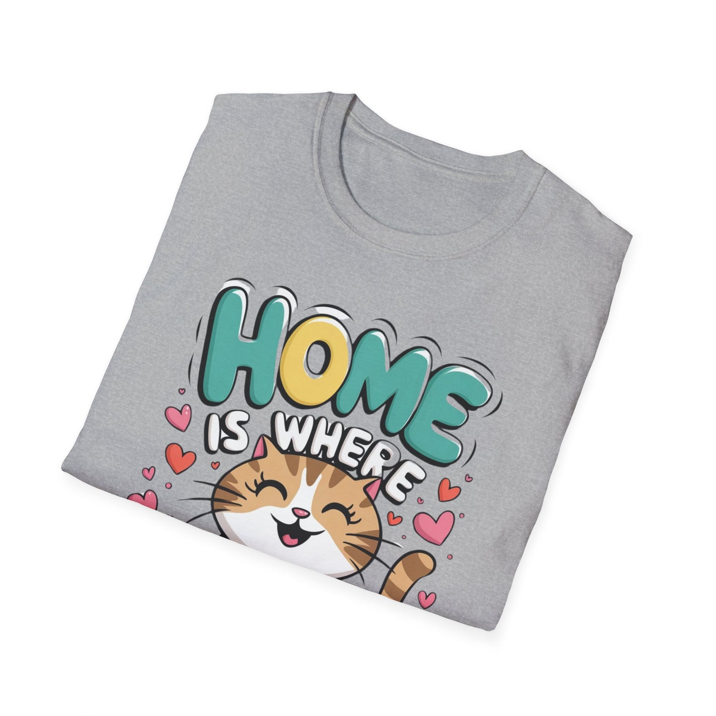 Cute Unisex Cat Lover Tee | Home Is Where The Cat Is T-Shirt Printify