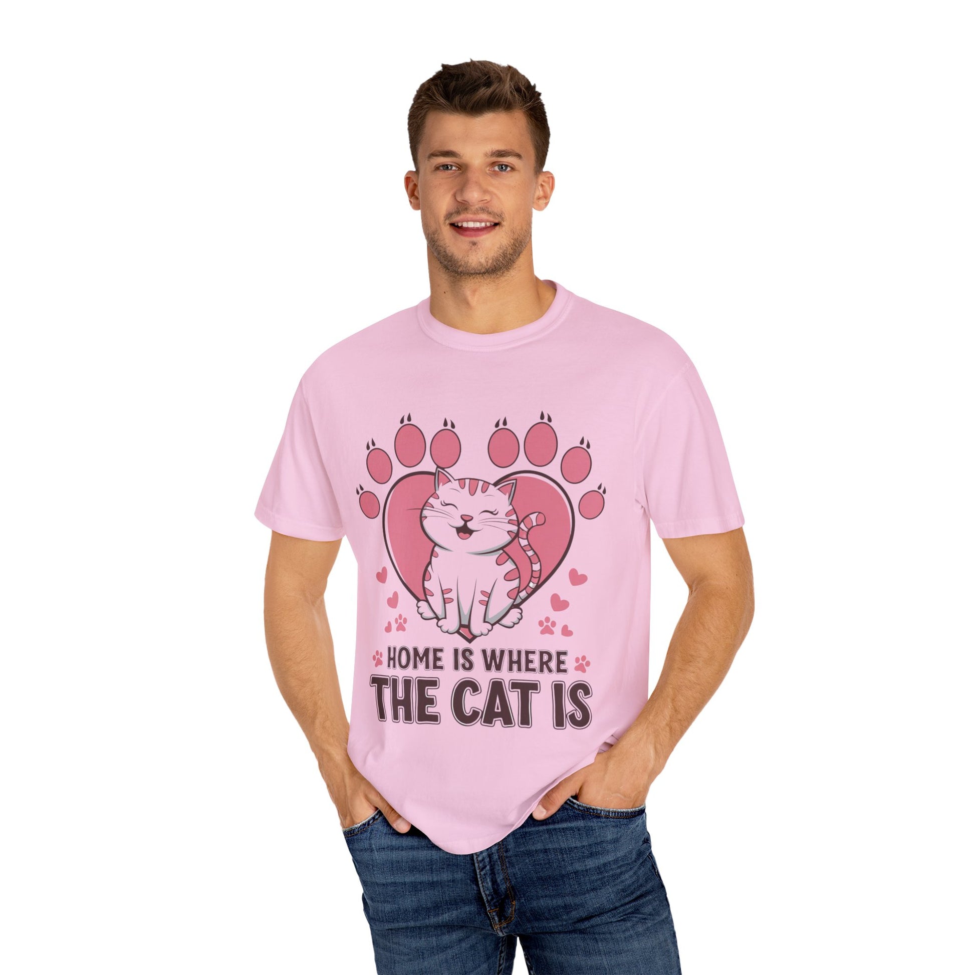 Cat Lover Unisex T-Shirt - Home is Where the Cat Is Printify