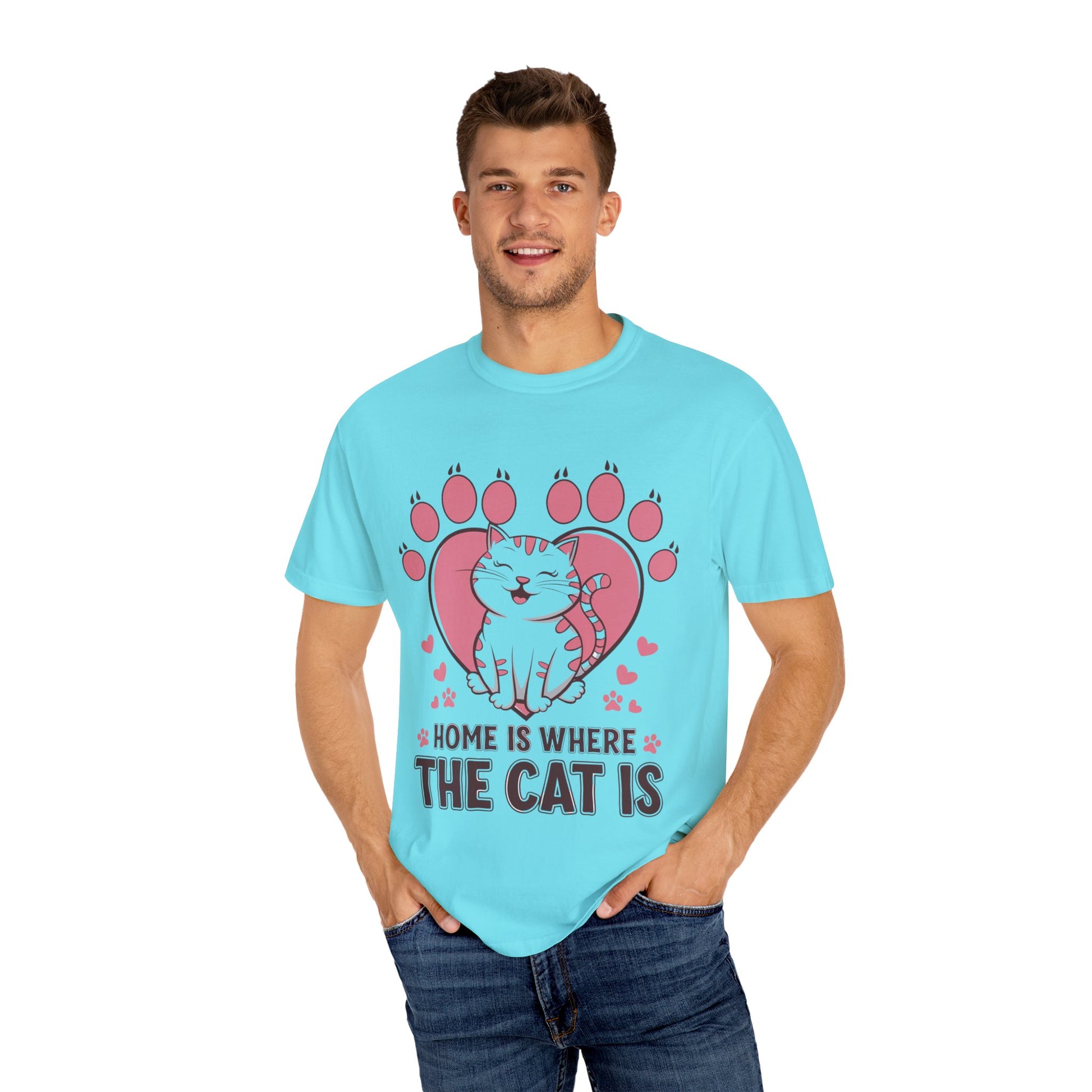 Cat Lover Unisex T-Shirt - Home is Where the Cat Is Printify