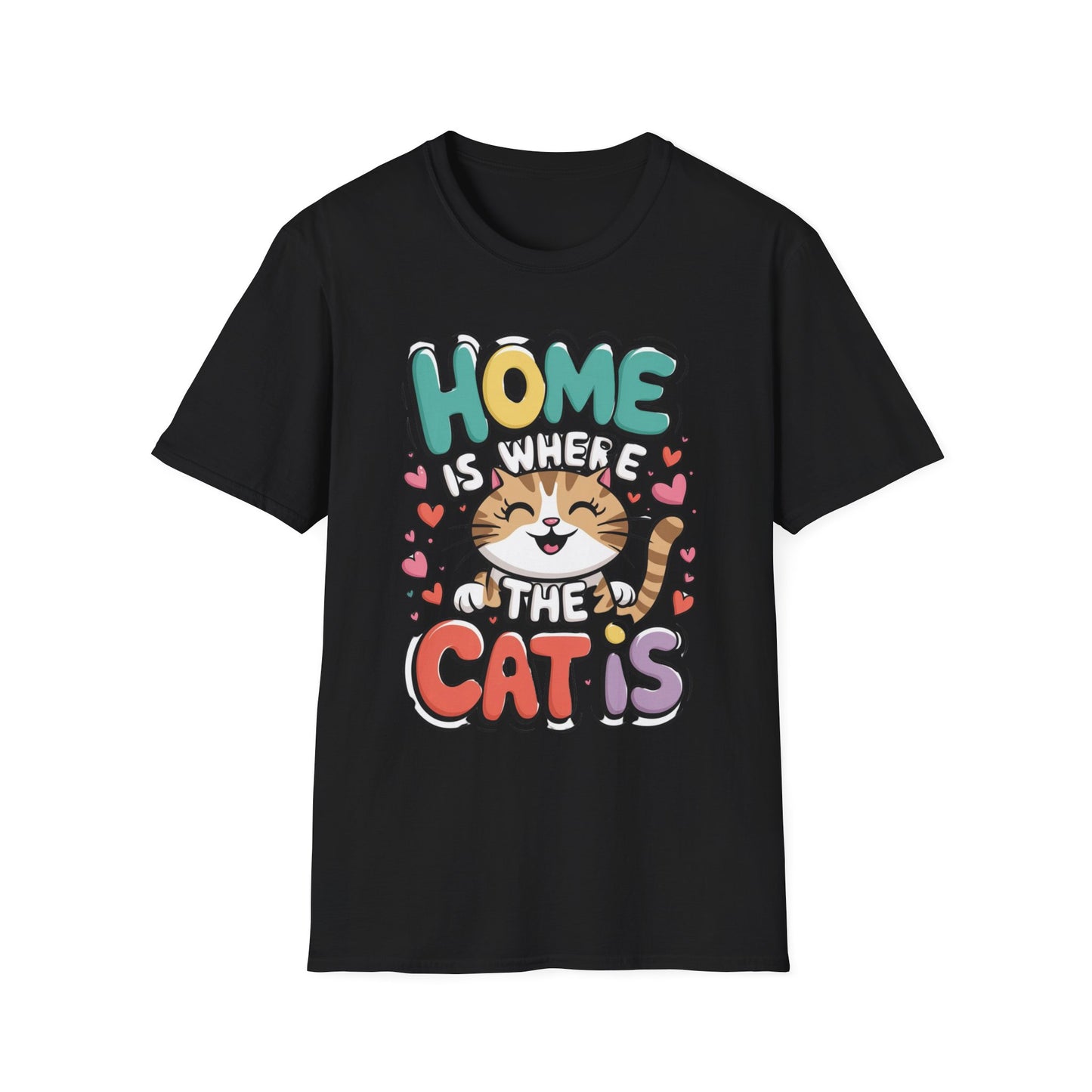 Cute Unisex Cat Lover Tee | Home Is Where The Cat Is T-Shirt Printify