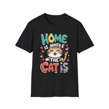 Cute Unisex Cat Lover Tee | Home Is Where The Cat Is T-Shirt Printify