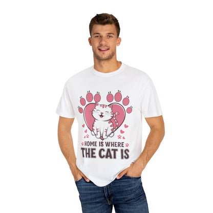 Cat Lover Unisex T-Shirt - Home is Where the Cat Is Printify