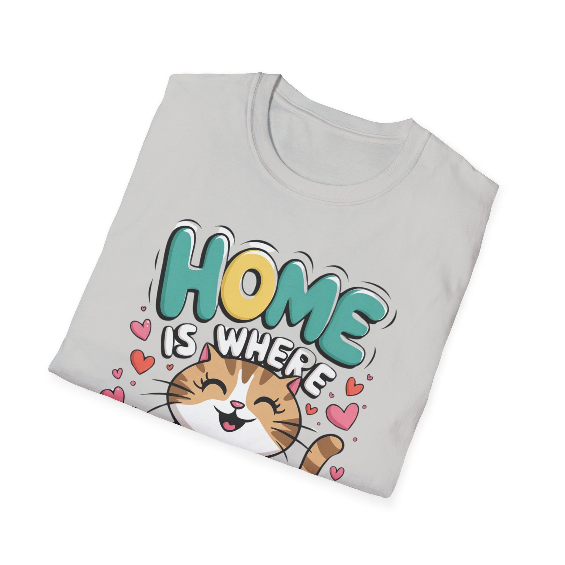 Cute Unisex Cat Lover Tee | Home Is Where The Cat Is T-Shirt Printify