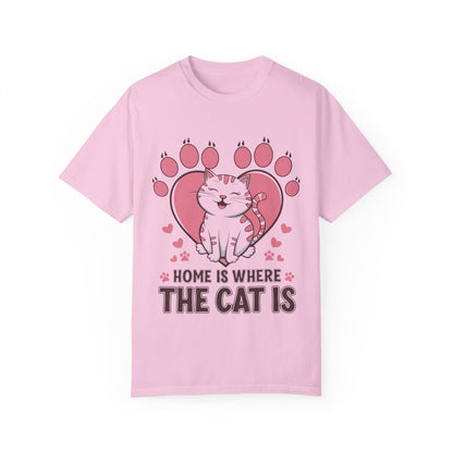 Cat Lover Unisex T-Shirt - Home is Where the Cat Is Printify