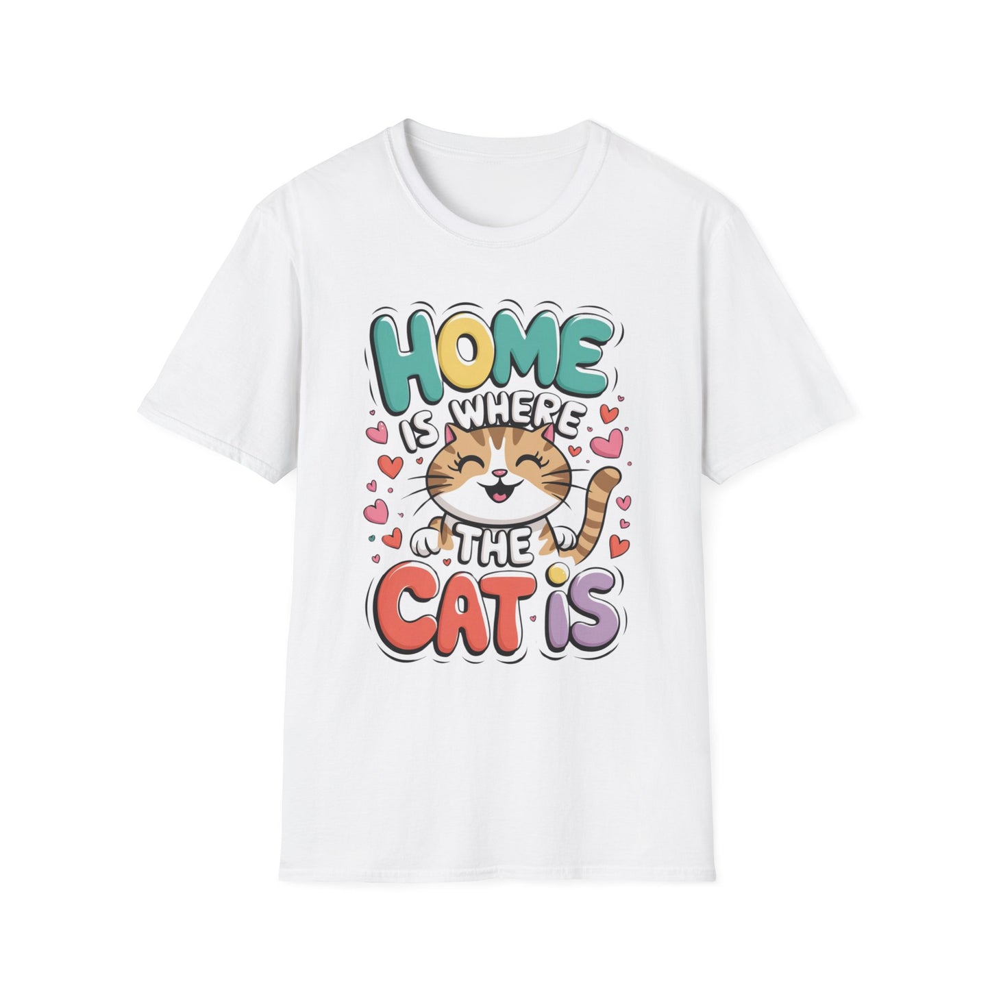 Cute Unisex Cat Lover Tee | Home Is Where The Cat Is T-Shirt Printify