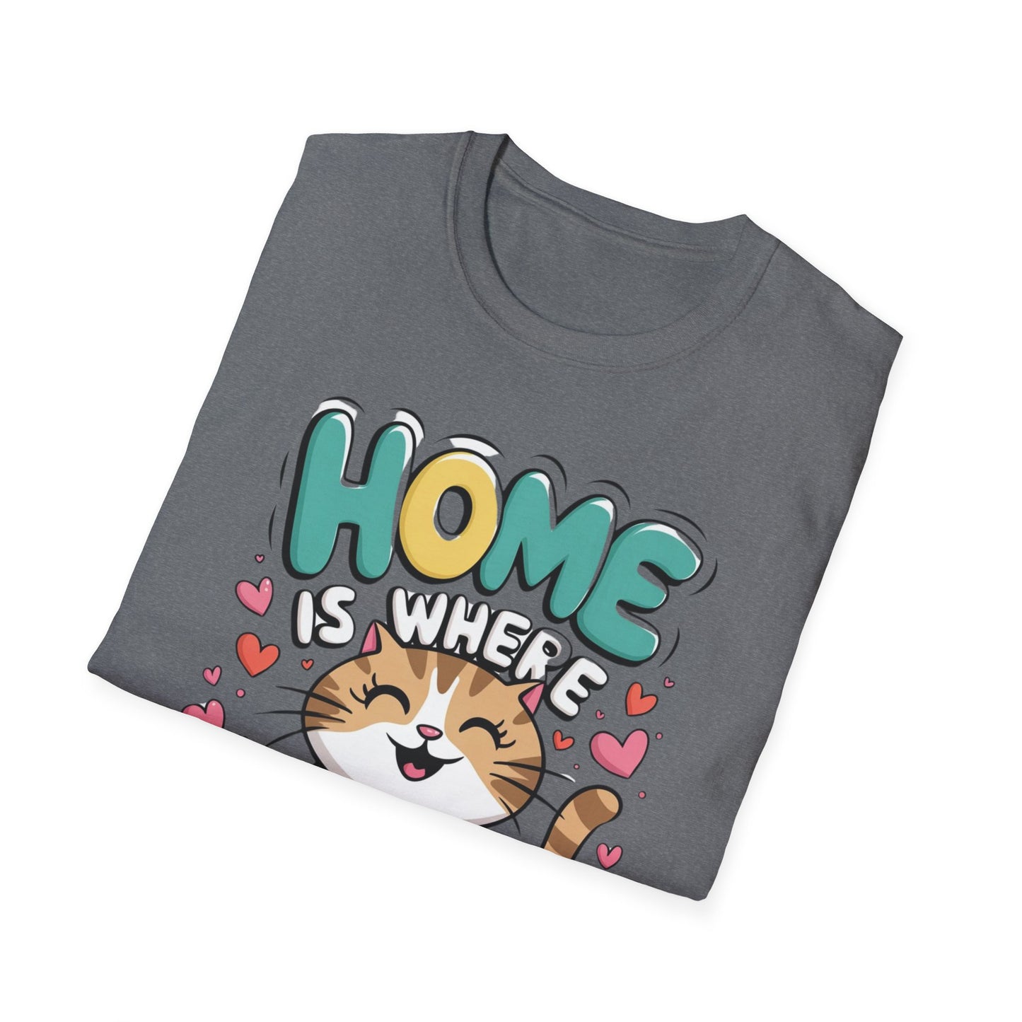 Cute Unisex Cat Lover Tee | Home Is Where The Cat Is T-Shirt Printify