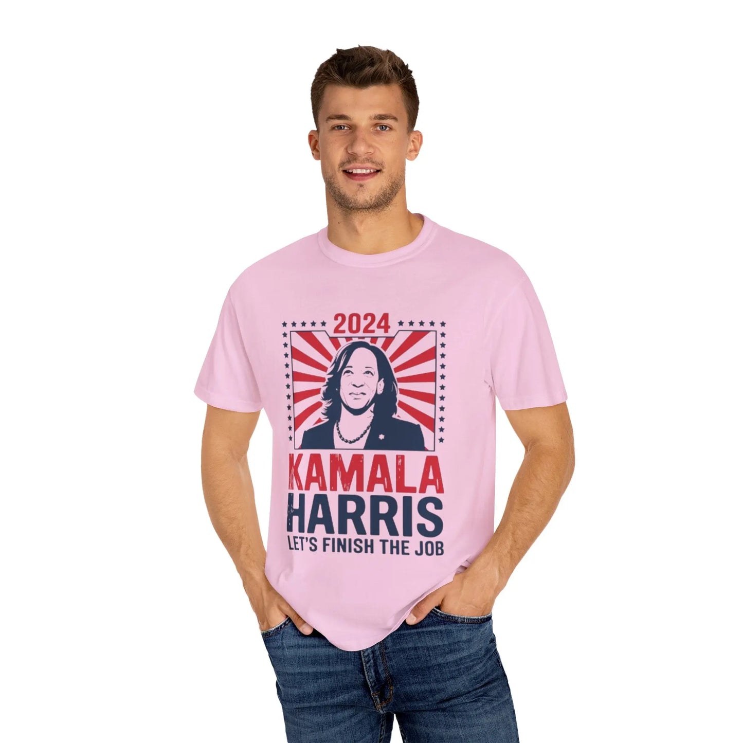 Kamala Harris T-Shirt 2024 'Let's Finish the Job' Unisex | TeeEyes.com Printify