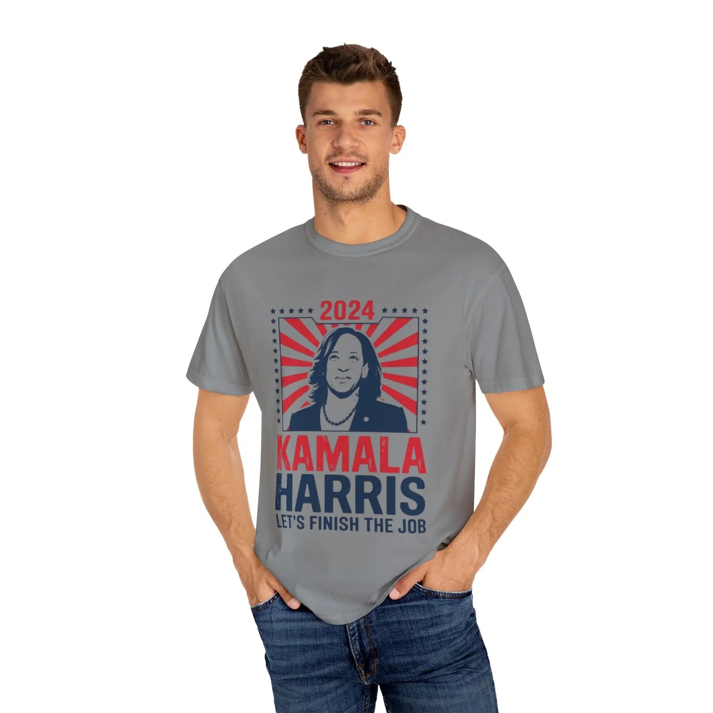 Kamala Harris T-Shirt 2024 'Let's Finish the Job' Unisex | TeeEyes.com Printify